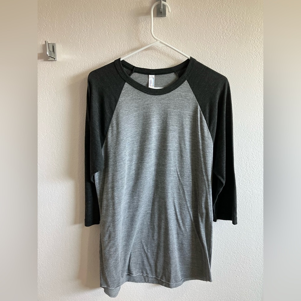 American Apparel Gray and Black Long Sleeve Tee
